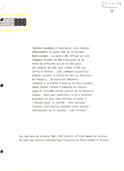 les d&eacute;buts de la station CJBC