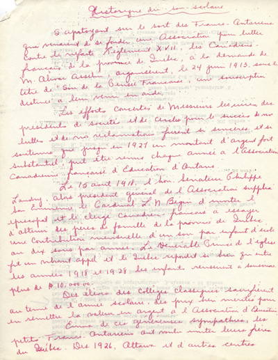 historique du Sou de l'&eacute;cole (1942)