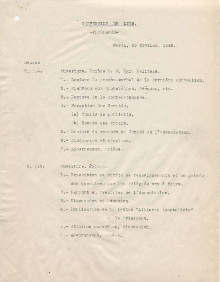 Programme du congr&egrave;s g&eacute;n&eacute;ral de 1919